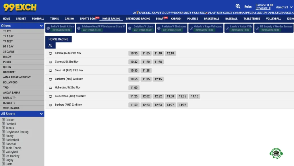 99exch extends beyond mainstream sports